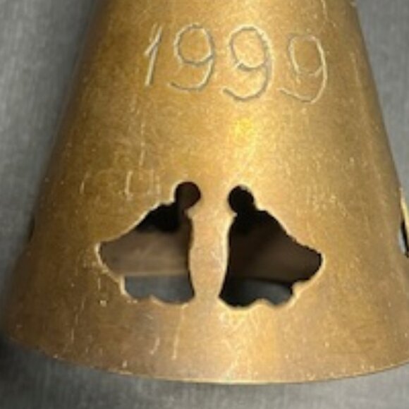 VTG 1999 Handmade Silverplated Christmas Bell Red Bow 5" Tall - Picture 8 of 15